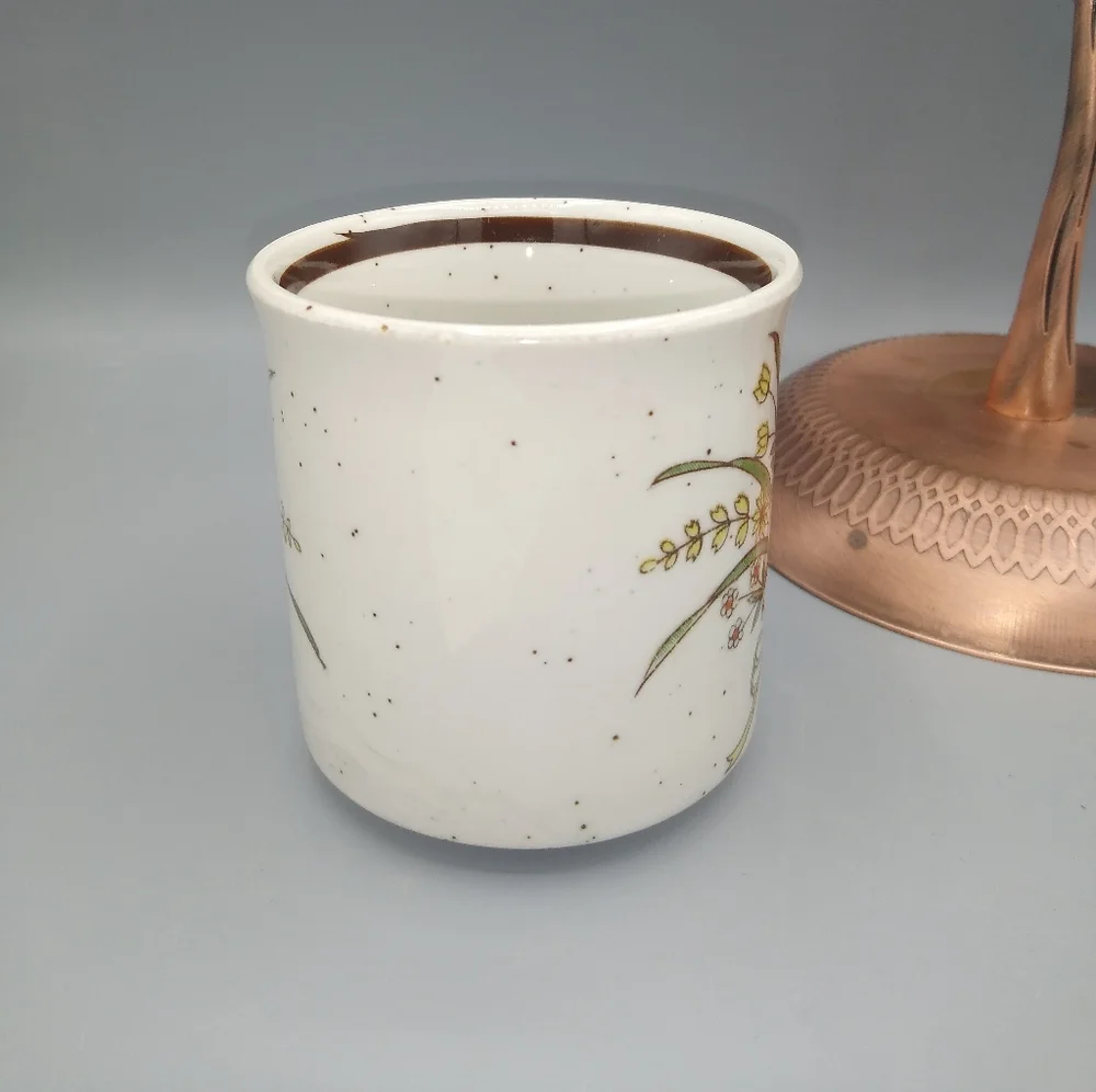 Speckled Glaze Flower Bouquet Coffee Mug 1970s Vintage